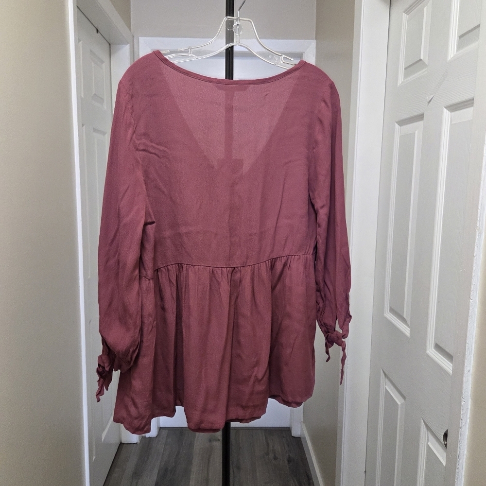 NWT The Nines By Hatch 100% Rayon Dusty Rose Boho Babydoll Tie Sleeve Maternity - Picture 7 of 7